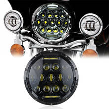 Farol de motocicleta de led redondo 7 polegadas, + suporte de anel de montagem preto/cromado para fat boy road king flhr electra glide fld 2024 - compre barato