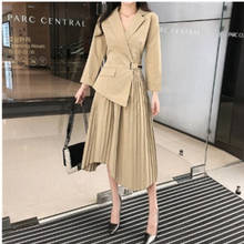Novo vestido feminino de cintura alta 2020, vestido preto plissado, moda primavera estilo coreano 2024 - compre barato