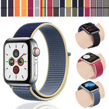 Нейлоновый ремешок для apple watch группа 4/5 44 мм/40 мм, correa apple watch 3 42 мм/38 мм iwatch серии 5/4/3/2 разноцветный коннектор ремешок для часов 2024 - купить недорого