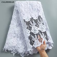 Pure White Nigerian Guipure Water Soluble Lace Fabric 2021 High Quality Embroidered 5 Yards African Cord Lace Mesh Fabrics S2284 2024 - buy cheap