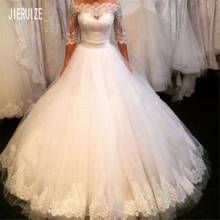 JIERUIZE-Vestido De novia elegante, cuello Barco, Media manga, apliques, con cordones en la espalda 2024 - compra barato