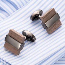 New Fashion French Shirt Wooden Cufflinks High-grade Business Solid Wood Cuff Links Men's Jewelry Gifts 2024 - buy cheap