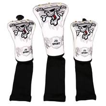 3pcs Golf Club Driver Fairway Wood Head Cover PU Leather with Skull Pattern Headcover With No Tag 3 5 7 x 2024 - buy cheap