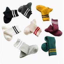 Calcetines de algodón con rayas para mujer, medias de colores lisos, estilo Harajuku, ideal para regalo, 10 unidades = 5 pares 2024 - compra barato