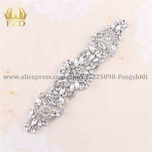 1Piece Iron On Rhinestone Sashes Applique  for Wedding Dress  Crystal Rhinestones Bridal Applique  Decorative Trim 2024 - buy cheap