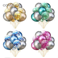 15 pçs metal látex balões decorações da festa de aniversário adulto crianças globos decoração do casamento aniversário confetes do chuveiro do bebê balão 2024 - compre barato