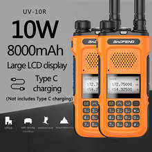 Genuíno 2 pces baofeng UV-10R 136-174 & 400-520mhz 10w poderoso walkie talkie 10km de longa distância UV-5R presunto ce fcc rádio usb carregador 2024 - compre barato