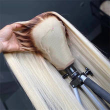 Zesen-peluca sintética de onda Natural Rubio degradado, resistente al calor, encaje frontal transparente, 13x4 T, pelo de bebé 2024 - compra barato