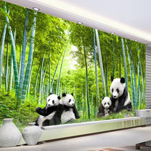 Papel tapiz con foto 3D personalizado, Mural de pared con imagen de Panda, bosque de bambú verde, decoración de fondo de TV para sala de estar y sofá 2024 - compra barato