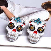 New Style Luxury Colorful Crystal Metal Oil Skull Earrings High quality Rhinestone Fashion Trend Jewelry Accessories For Women 2024 - buy cheap
