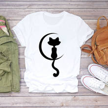 Camisetas femininas premium, estampa de animais geométricos de gato, 90s, estampa feminina, camiseta feminina gráfica 2024 - compre barato