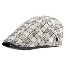 Boina masculina primavera verão chapéu vintage xadrez ivy newsboy boné liso unisex respirável chapéu de sol boina ajustável 2024 - compre barato