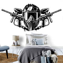 Adesivo de parede infantil para berçário, adesivo para arma de paintball, decalque de vinil, decoração de quarto de meninos, decoração interior, capacetes, mural engraçado o136 2024 - compre barato