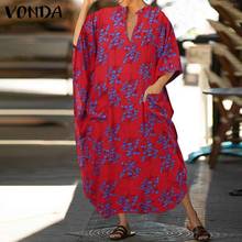 Женское асимметричное длинное платье VONDA, винтажное повседневное свободное платье с длинным рукавом и цветочным принтом, 2021 2024 - купить недорого