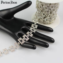 1yard Square rhinestones trim  Ribbon Blinking crystal metal chain  for dress, bag, shoes accessories ML026 2024 - buy cheap