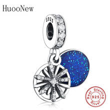 HuooNew Fit Original Brand Charm Bracelet 925 Sterling Silver Blue Enamel Lampwork SnowflakeBeads Pendant Making Berloque 2018 2024 - buy cheap