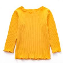 Novo outono bebê meninas manga longa sólido camiseta crianças algodão topos t blusa casual 2024 - compre barato