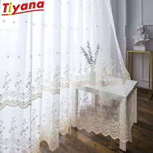 Gold Line Flower Embroidery Curtain Tulle Bottom Exquisite Lace Window Drapes for Living Room Elegant Light Sheer Voile HM130#30 2024 - buy cheap