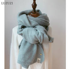 LUZUZI-bufandas de Cachemira sólida para mujer, chales de Pashmina suave y cálida, bufanda larga de lana tejida de color rosa para invierno, 2019 2024 - compra barato