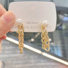 European and American fashion simple girl ladies metal pearl chain temperament earrings Trend New exquisite Jewelry Earrring 2024 - buy cheap