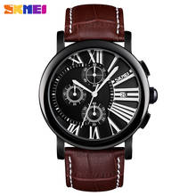 Reloj de pulsera de cuarzo analógico SKMEI, reloj de pulsera deportivo con fecha de cuero, reloj de pulsera resistente al agua, reloj Masculino 2024 - compra barato