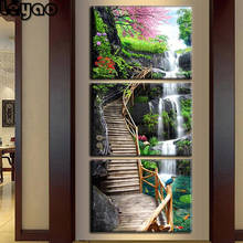 Triptych 5D full square/round  Diamond Painting waterfall Scenery Rhinestone Embroidery Diamond Mosaic Cross Stitch Decor 2024 - buy cheap