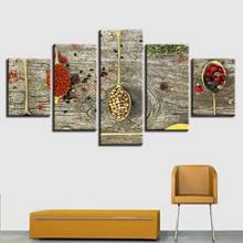 Poster da arte da parede quadros modulares 5 peças comida spice spoon quadros em tela impressão hd decoração casa sala de estar ou quarto 2024 - compre barato