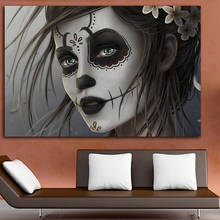 Póster Artístico de calavera de azúcar para mujer, lienzo con impresiones Retro, pintura de pared moderna para sala de estar, decoración del hogar 2024 - compra barato