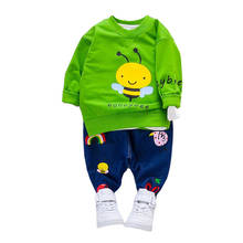 Roupas para bebês primavera/outono, calças com estampa de desenho de abelha para meninos e meninas, vestes da moda para crianças 2024 - compre barato