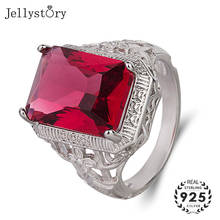 Jellystory classic 925 sterling silver jewellery ring with rectangle ruby gemstones rings for women wedding party gift wholesale 2024 - buy cheap