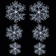 6 шт./лот белые пластиковые снежинки, подвесные Рождественские елочные украшения, домашнее окно, рождественские украшения для вечерние S/M/L 2024 - купить недорого