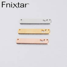 Fnixtar-Barra rectangular de estampado en blanco, accesorio de pulido de espejo, mariposa hueca de acero inoxidable, Conector de encanto, 6x35mm, 20 unid/lote 2024 - compra barato