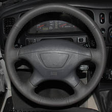 Capa de volante de carro de couro preto costurado à mão para mitsubishi pajero sport 2004 2024 - compre barato