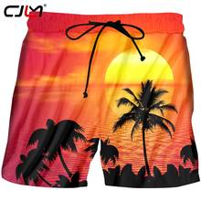 CJLM-pantalones cortos de playa para hombre, ropa informal con estampado 3D creativo al atardecer, árbol de coco, superventas, envío directo 2024 - compra barato