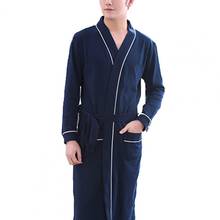 Casual Men Robes Soft Color Block Pockets Long Sleeve Bath Robe Home Gown Sleepwear Men's Sleep 2021 2024 - buy cheap