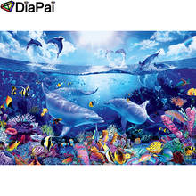 DIAPAI Алмазная картина "Животный Дельфин" Вышивка крестом на заказ фото алмаз, вышивка квадратными круглыми настенный Декор для дома A26555 2024 - купить недорого