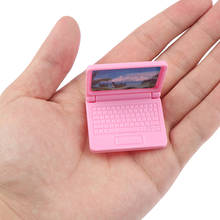 Casa de muñecas en miniatura de color rosa, muebles modernos para teclado de ordenador, Fax, accesorios para muñecas, 3 uds. 2024 - compra barato