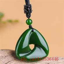 Natural Green Jade Luck Pendant Beads Necklace Charm Jewellery Fashion Accessories Hand-Carved Man Amulet Sweater Chain 2024 - buy cheap