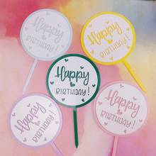 New Acrylic Happy Birthday Cake Topper Love Cute Hollow Circle Cake Topper For Girls Birthday Party Cake Decorations Baby Shower 2024 - buy cheap