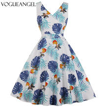 Женское винтажное Хлопковое платье, с V-образным вырезом, без рукавов 2024 - купить недорого