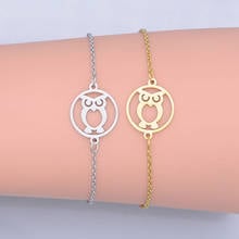 100% Stainless Steel Dainty Round Night Owl Charm Bracelet For Women Wholesale High Polished Bracelets 2024 - buy cheap