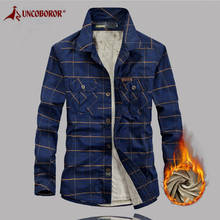Camisa xadrez de lã militar para homens, camisa casual de flanela quente grossa de manga comprida para outono e inverno 100% algodão, 5xl 2024 - compre barato