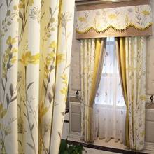 Nórdico chenille algodão cortinas impressão pequena flor amarela cortina de sombreamento para sala estar quarto sala jantar cortinas personalizadas 2024 - compre barato