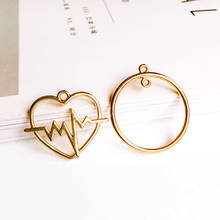 ZEROUP-Colgante de corazón redondo chapado en oro KC, accesorio de joyería, Material Diy para pendientes y collar, 6 uds. 2024 - compra barato
