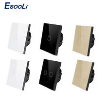 Esooli сенсорный выключатель ЕС/Великобритания Стандартный кристалл стеклянная панель сенсорный выключатель, AC220V, 1 банда 1 способ, ЕС свет настенный сенсорный экран переключатель 2024 - купить недорого