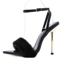 2021 New Summer Fashion Design Shoes For Women Sandals Fur Party Pumps Ankle Strap High Heels Ladies Sandal Shoes Open Toe Shoe 2024 - buy cheap