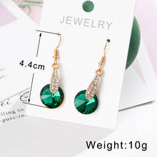 Beautiful Green Rhinestone Water Drop Earrings for Women Wedding Bridal Jewelry Gold Color Crystal Long Dangle Earring 2024 - buy cheap
