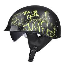 Vintage Half Face Motorcycle Helmet  Jet Casco Casque Moto Retro Helmets with Inner Sun Visor Moto Helmet DOT 2024 - buy cheap