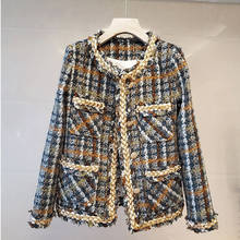 Женская твидовая куртка на пуговицах, элегантная винтажная куртка-бомбер с круглым вырезом и длинными рукавами, модель A683 на осень и зиму, 2020 2024 - купить недорого