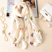 Wholesale scarf for women summer shawls beach stoles lady wrap pashmina Butterfly print silk scarves female foulard 180*90cm 2024 - buy cheap